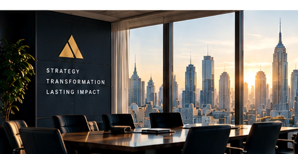 Executive boardroom and city skyline